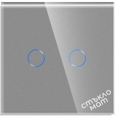 Touch Switch Glass Panel 2-gang, GRAY-MAT